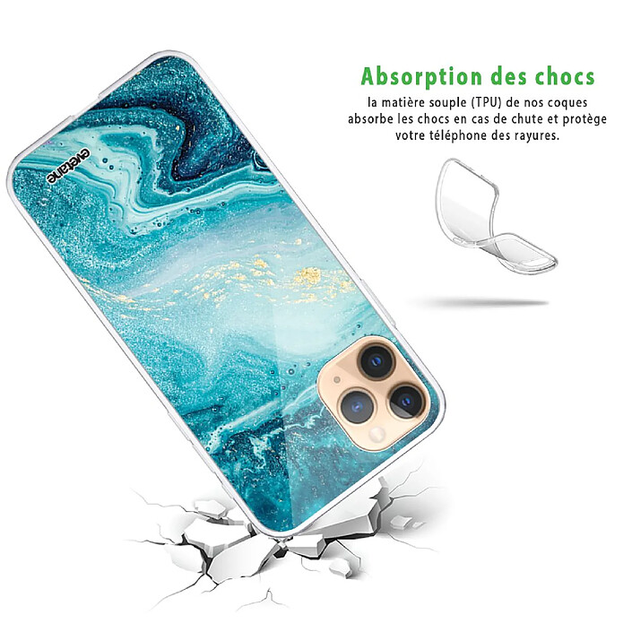 Avis Evetane Coque iPhone 11 Pro Max 360 intégrale transparente Motif Bleu Nacré Marbre Tendance .