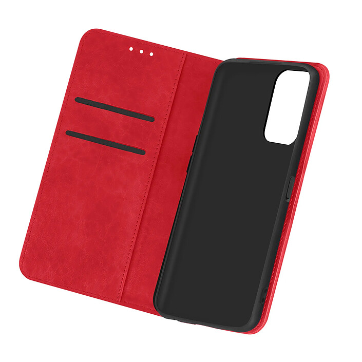 Avizar Étui Oppo A16 et A16s Folio Portefeuille Fonction Support Vidéo rouge