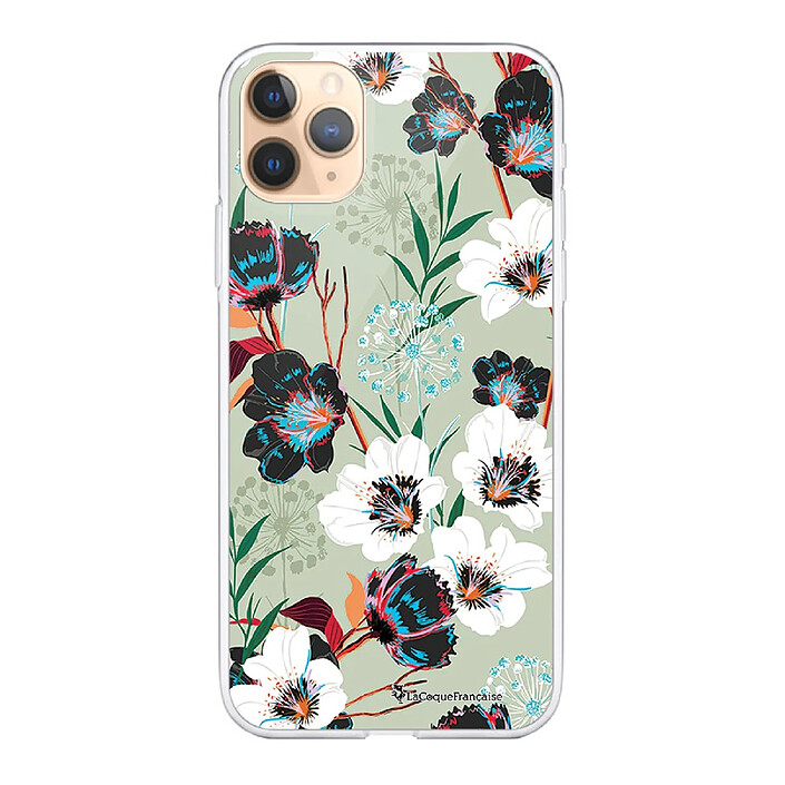 LaCoqueFrançaise Coque iPhone 11 Pro Max 360 intégrale transparente Motif Fleurs vert d'eau Tendance .