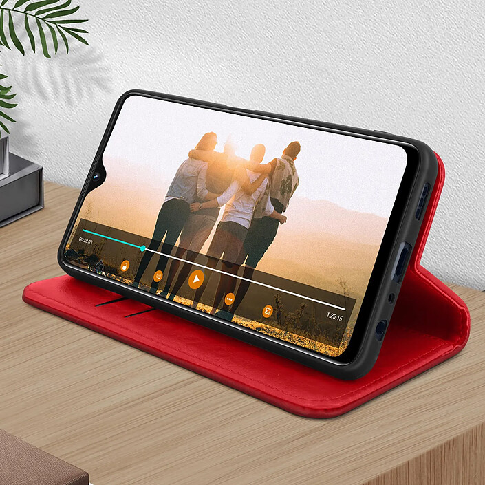 Avizar Étui Oppo A16 et A16s Folio Portefeuille Fonction Support Vidéo rouge pas cher