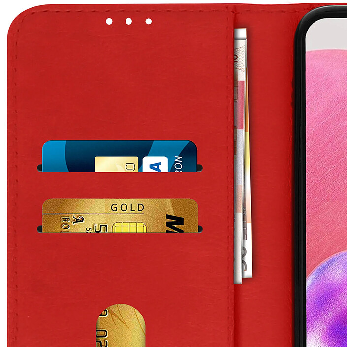 Avizar Étui pour Samsung Galaxy A03s Clapet Portefeuille Fonction Support Vidéo Rouge pas cher