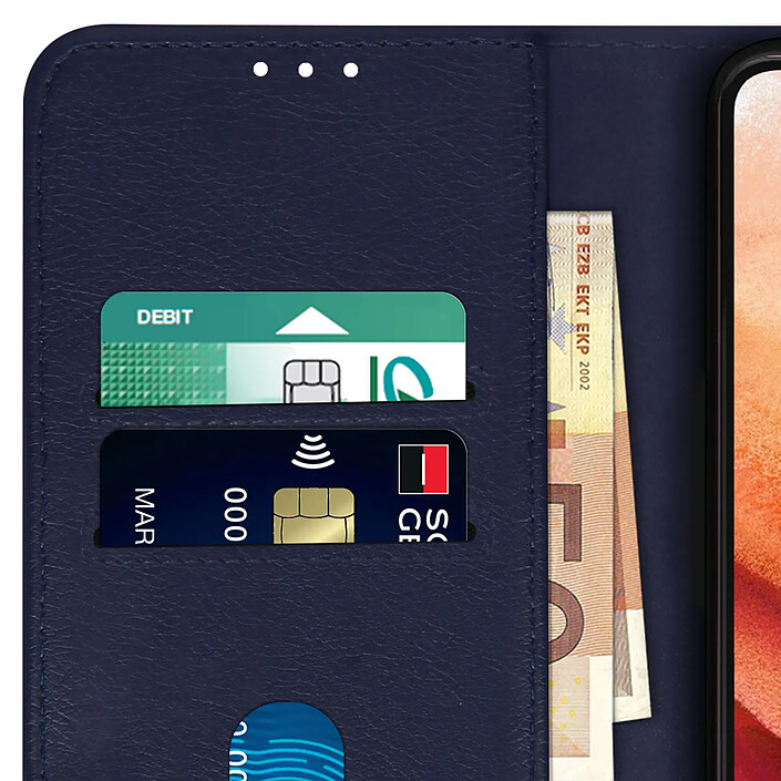 Avizar Etui Samsung Galaxy S21 FE Clapet Portefeuille Fonction Support vidéo Bleu Nuit pas cher