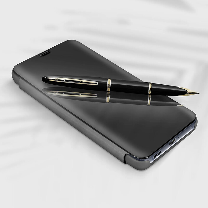 Acheter Avizar Housse Samsung Galaxy S21 FE Clapet translucide Design Miroir Support Vidéo Noir