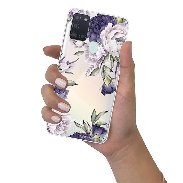 LaCoqueFrançaise Coque Samsung Galaxy A21S 360 intégrale transparente Motif Pivoines Violettes Tendance . pas cher