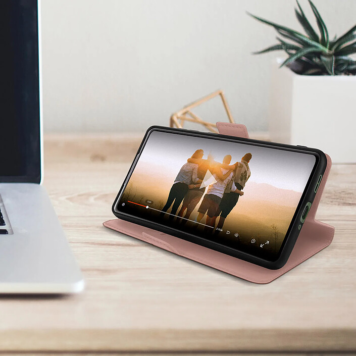 Avis Avizar Étui pour OnePlus Nord 2 Porte-cartes Support vidéo Double Languette Rose champagne