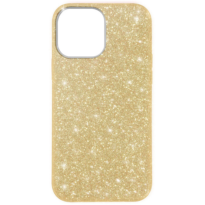 Avizar Coque pour iPhone 13 Pro Max en Structure Bi-Matière avec Feuille Pailletée Dorée