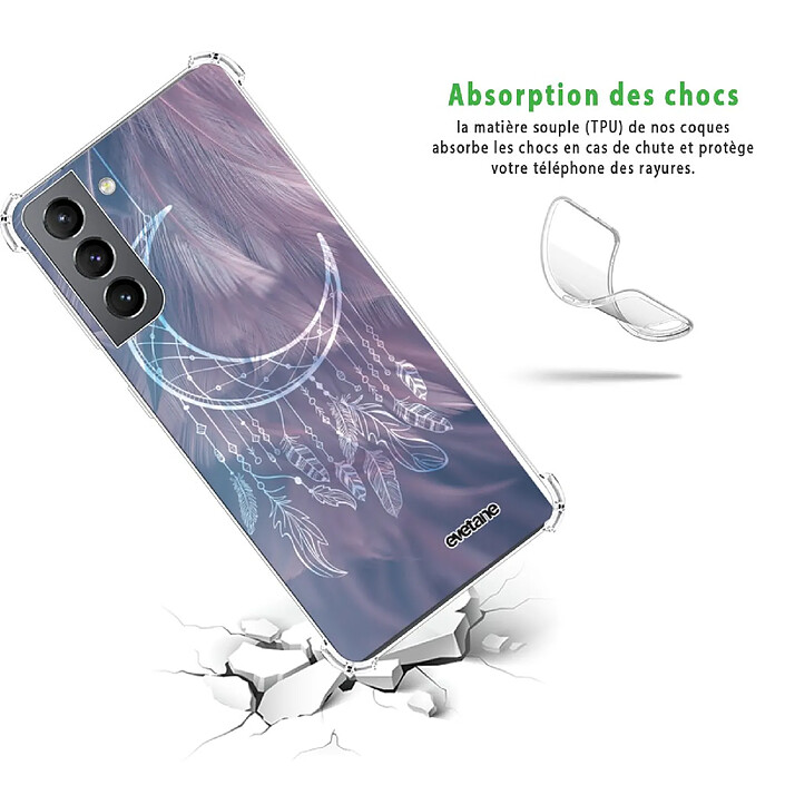 Avis Evetane Coque Samsung Galaxy S21 5G anti-choc souple angles renforcés transparente Motif Lune Attrape Rêve .
