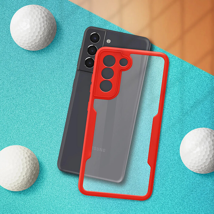 Avis Avizar Coque 360° pour Galaxy S21 Plus Dos Rigide Protection Écran Souple Contour rouge