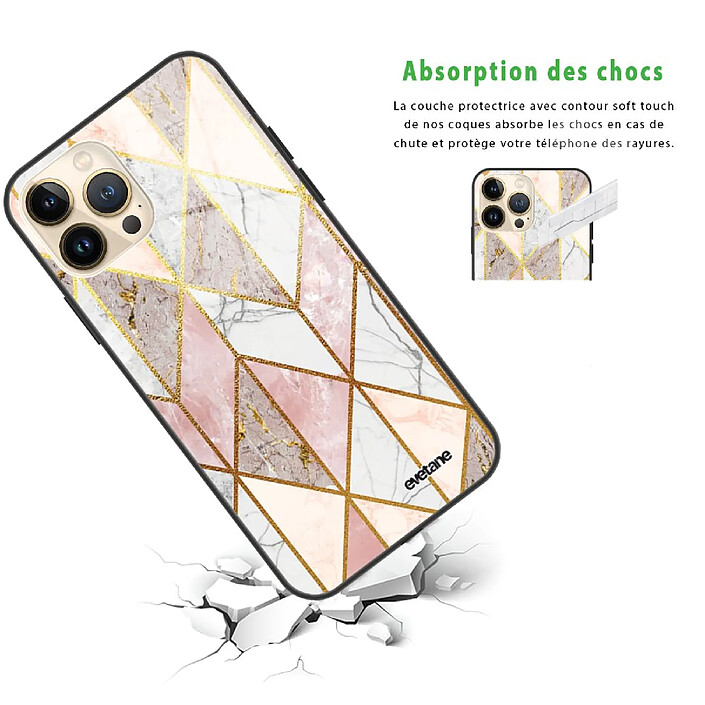 Avis Evetane Coque iPhone 13 Pro Coque Soft Touch Glossy Marbre Rose Losange Design