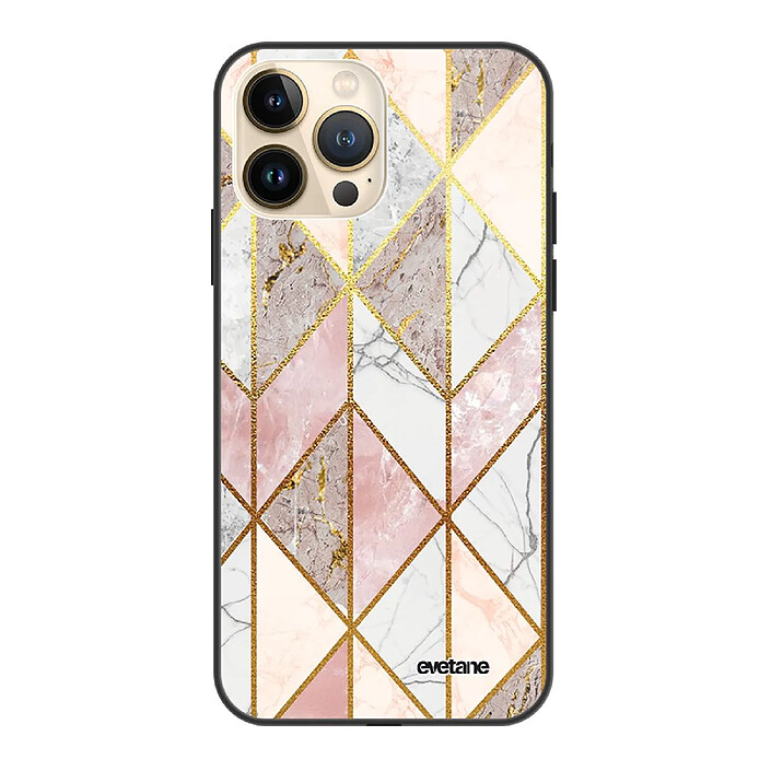 Evetane Coque iPhone 13 Pro Coque Soft Touch Glossy Marbre Rose Losange Design