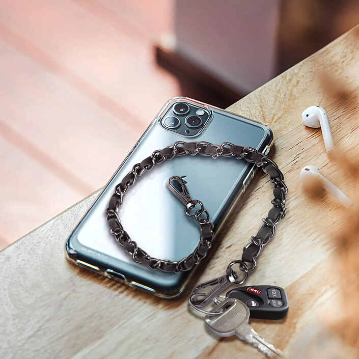 Avis Avizar Bijou de Téléphone Chaîne Métallique Tressée Simili Cuir 40cm
