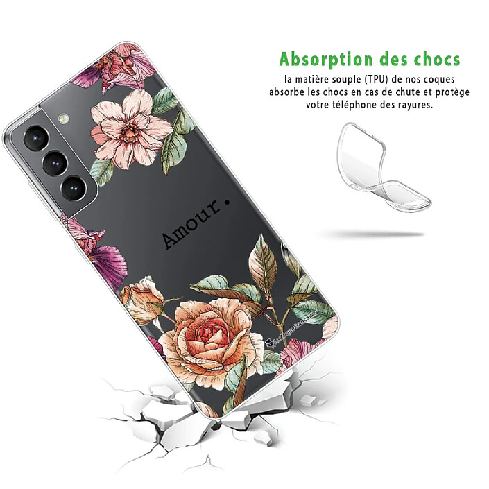 Avis LaCoqueFrançaise Coque Samsung Galaxy S21 5G 360 intégrale transparente Motif Amour en fleurs Tendance .