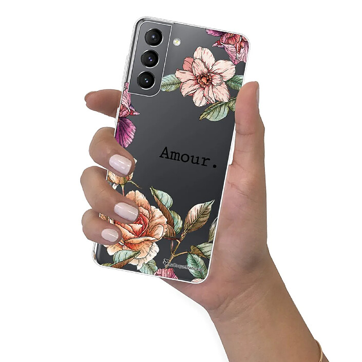 LaCoqueFrançaise Coque Samsung Galaxy S21 5G 360 intégrale transparente Motif Amour en fleurs Tendance . pas cher