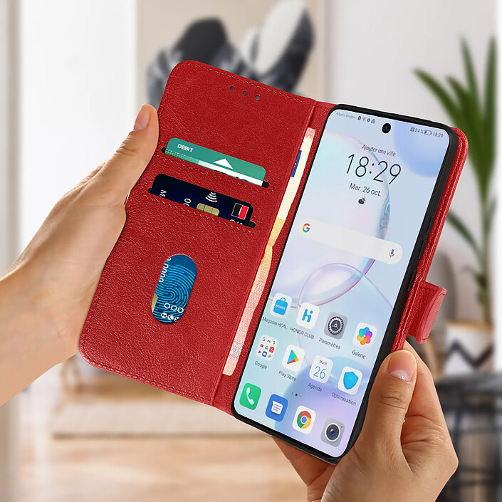 Avis Avizar Étui pour Huawei Nova 9 Clapet Portefeuille Fonction Support Vidéo Rouge
