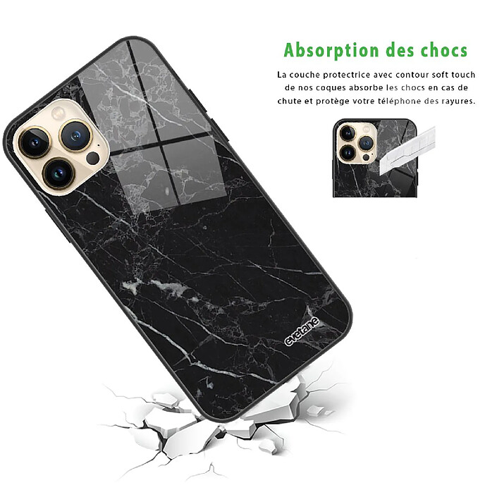 Avis Evetane Coque iPhone 13 Pro Coque Soft Touch Glossy Marbre noir Design