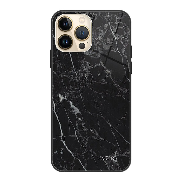 Evetane Coque iPhone 13 Pro Coque Soft Touch Glossy Marbre noir Design