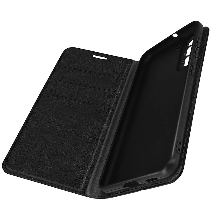 Avizar Étui pour Samsung Galaxy S21 FE Folio Cuir Véritable Porte cartes Support Vidéo Noir