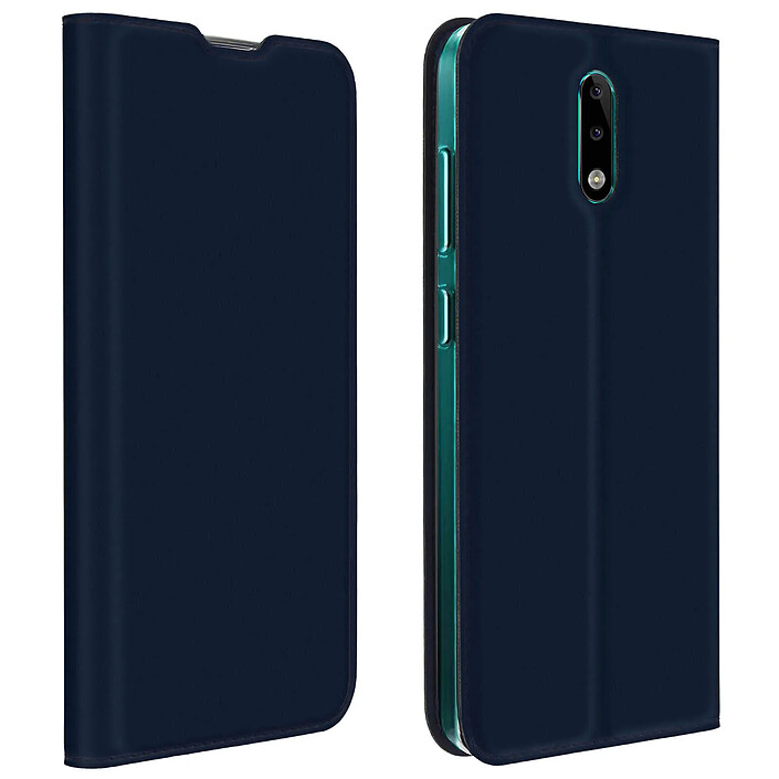 Dux Ducis Étui pour Nokia 2.3 Folio Effet Satiné Porte-carte Support Vidéo Bleu nuit