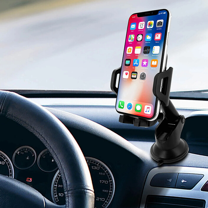 Acheter Forcell Support Voiture Smartphone 47 à 95 mm Fixation ventouse Rotatif Noir