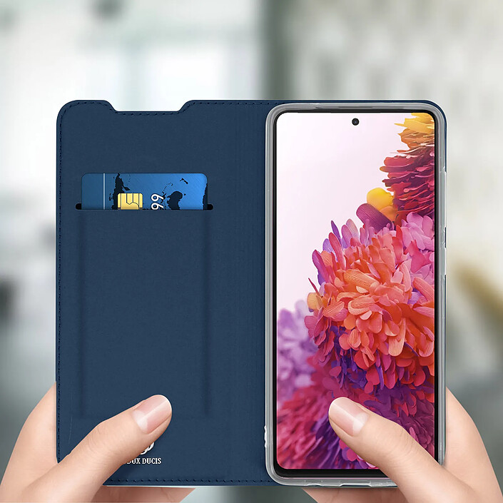 Acheter Dux Ducis Étui Samsung S20 FE Support + Porte-carte Effet Satiné Dux Ducis Bleu Nuit