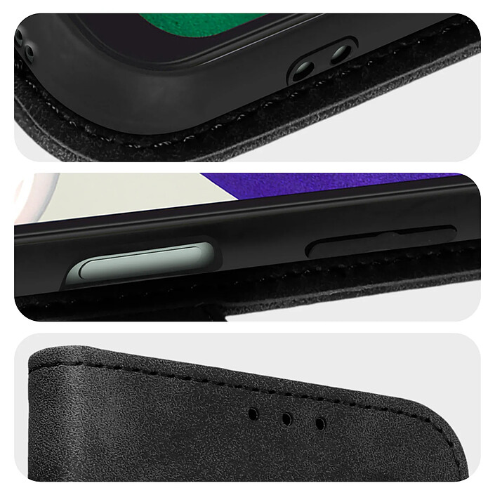 Acheter Forcell Housse pour Samsung Galaxy A22 5G Effet Daim Portefeuille Support Vidéo Noir
