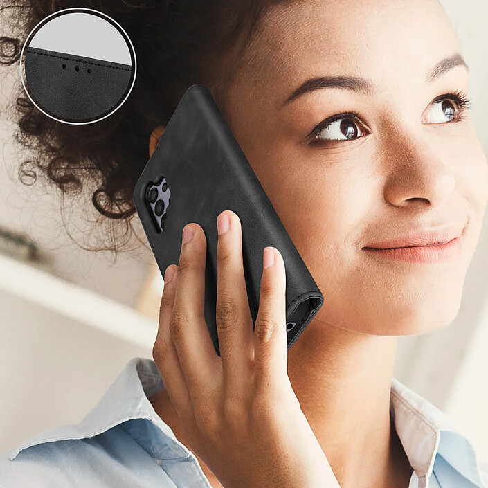 forcell Housse Samsung Galaxy A32 Effet Daim Portefeuille Support Vidéo Forcell noir pas cher