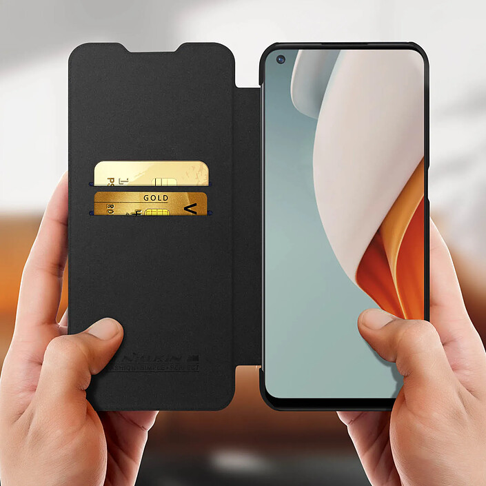 Avis Nillkin Housse OnePlus Nord N100 Étui Folio Porte-carte Cuir Véritable Qin Nillkin noir