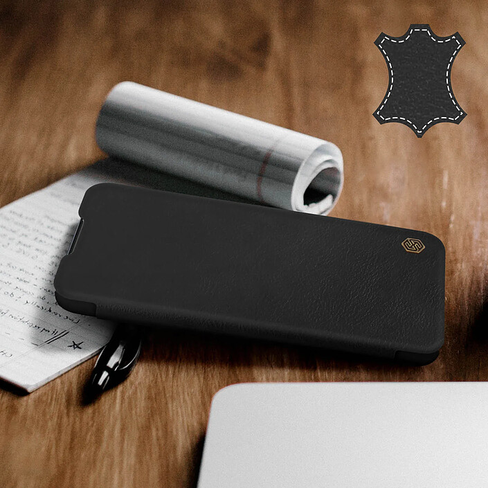 Acheter Nillkin Housse OnePlus Nord N100 Étui Folio Porte-carte Cuir Véritable Qin Nillkin noir