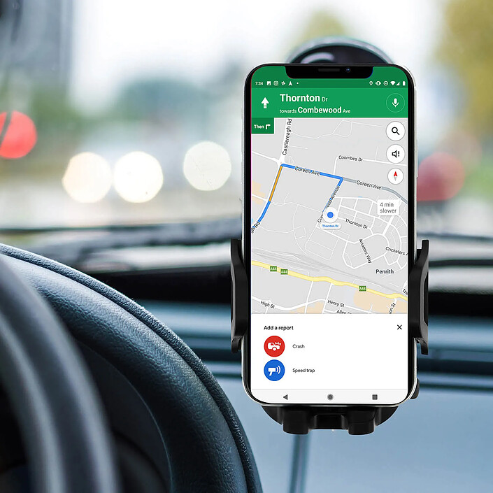 Forcell Support Voiture Smartphone 47 à 95 mm Fixation ventouse Rotatif Noir pas cher