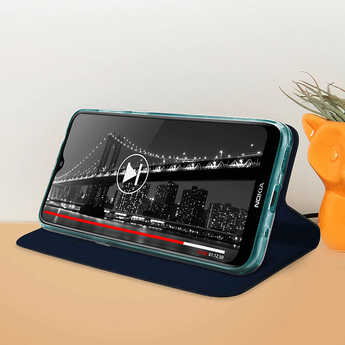Avis Dux Ducis Étui pour Nokia 2.3 Folio Effet Satiné Porte-carte Support Vidéo Bleu nuit