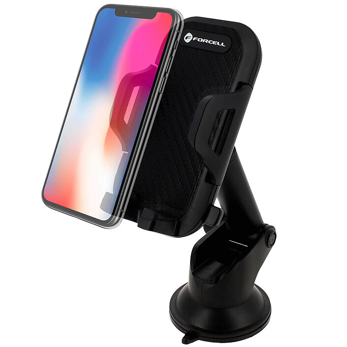 Forcell Support Voiture Smartphone 47 à 95 mm Fixation ventouse Rotatif Noir