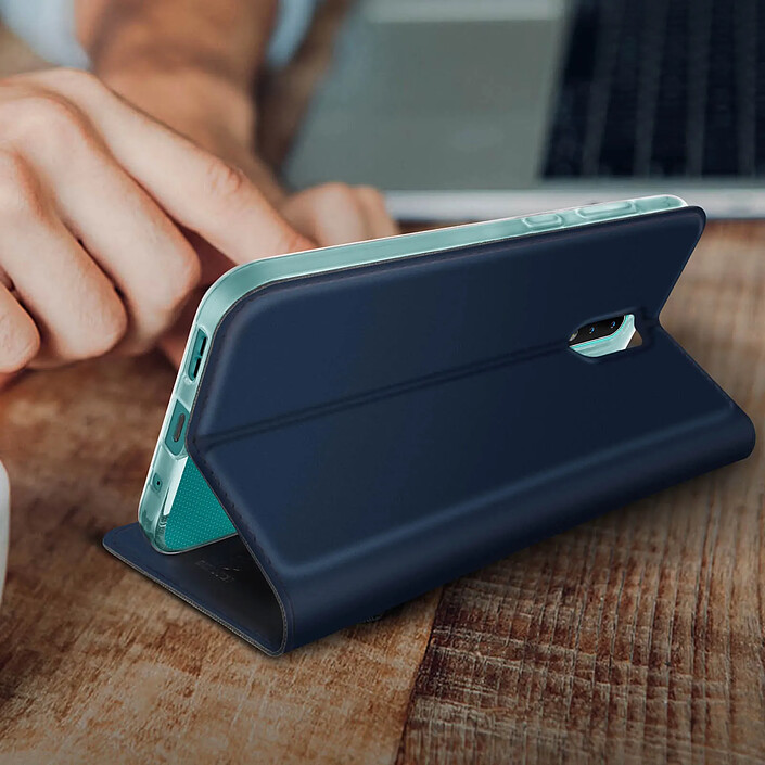 Dux Ducis Étui pour Nokia 2.3 Folio Effet Satiné Porte-carte Support Vidéo Bleu nuit pas cher