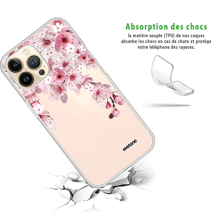 Avis Evetane Coque iPhone 13 Pro 360 intégrale transparente Motif Cerisier Tendance .