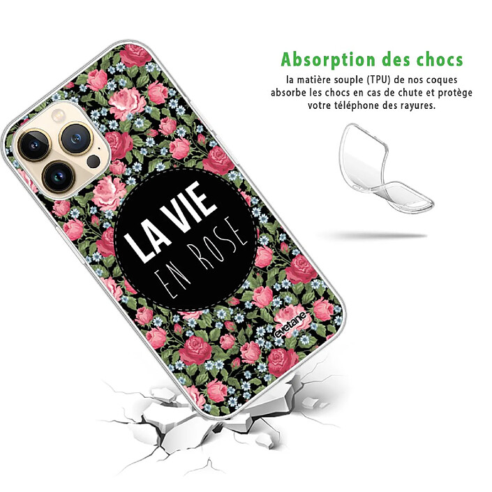 Avis Evetane Coque iPhone 13 Pro 360 intégrale transparente Motif La Vie en Rose Tendance .