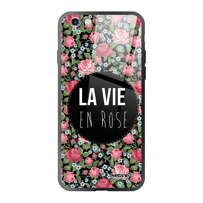Evetane Coque en verre trempé iPhone 6 Plus / 6S Plus La Vie en Rose .