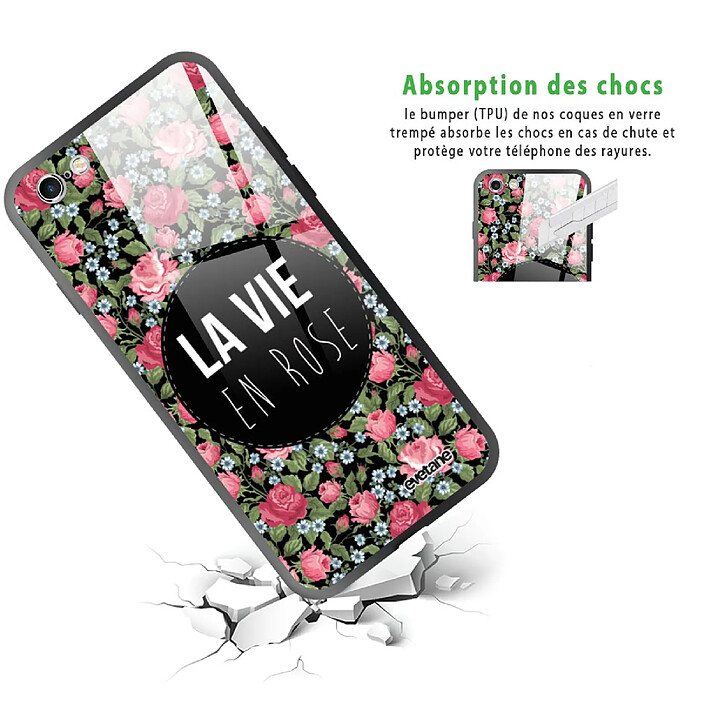 Avis Evetane Coque en verre trempé iPhone 6 Plus / 6S Plus La Vie en Rose .