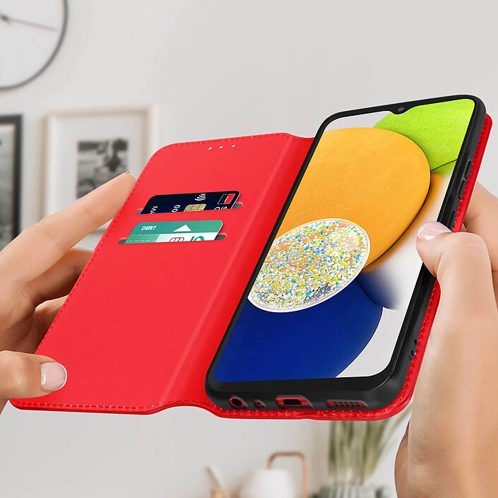 Avis Avizar Etui Portefeuille pour Samsung Galaxy A03 Clapet Magnétique avec Support Rouge