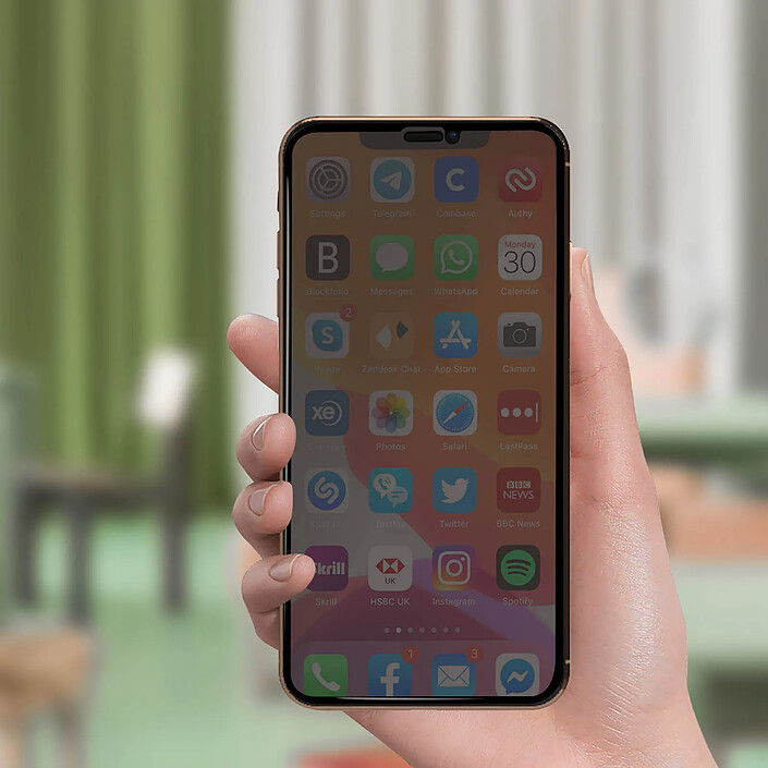 Avis Avizar Film iPhone 11 Pro Max Anti-espion Verre Trempé 9H Anti-traces Noir