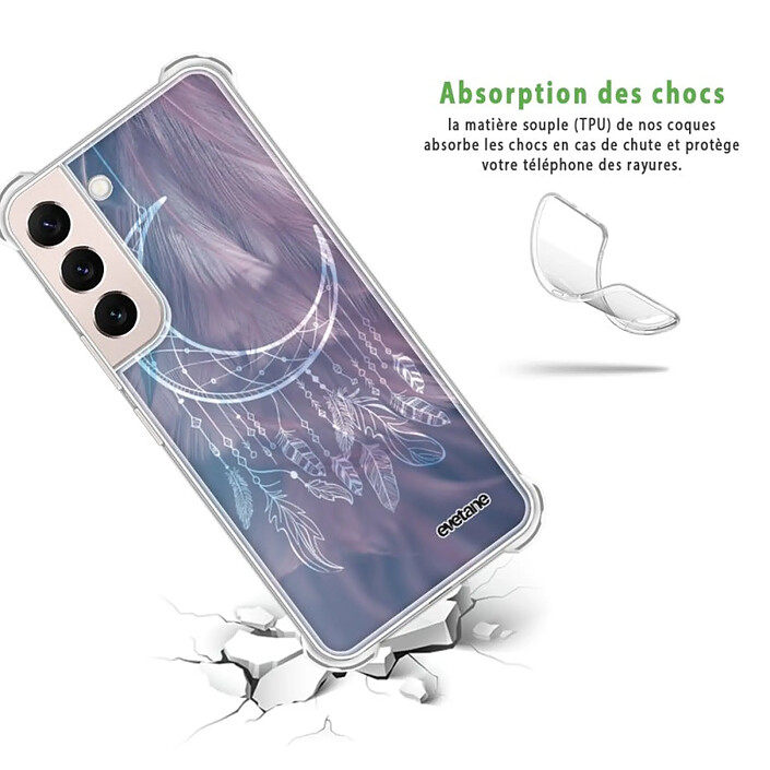 Avis Evetane Coque Samsung Galaxy S22 5G Silicone antichocs Solides coins renforcés  transparente Motif Lune Attrape Rêve