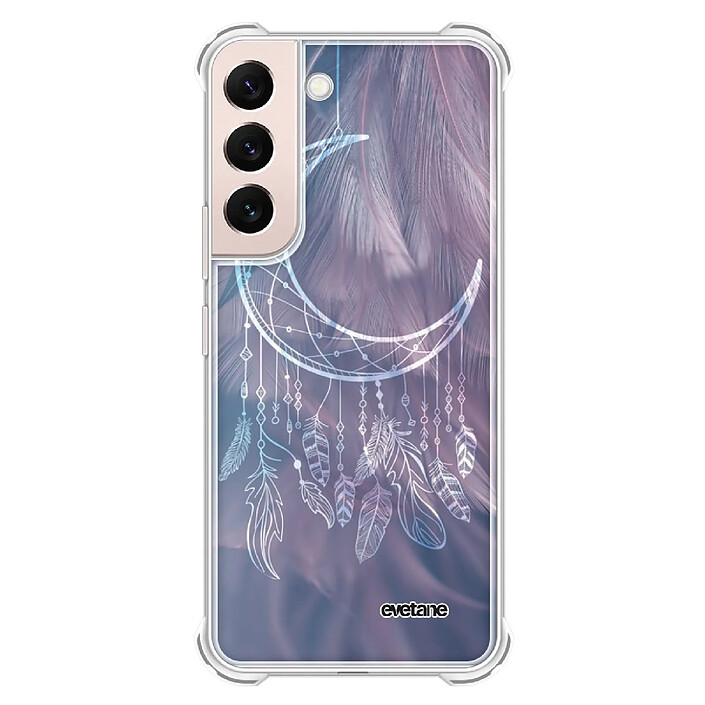Evetane Coque Samsung Galaxy S22 5G Silicone antichocs Solides coins renforcés  transparente Motif Lune Attrape Rêve