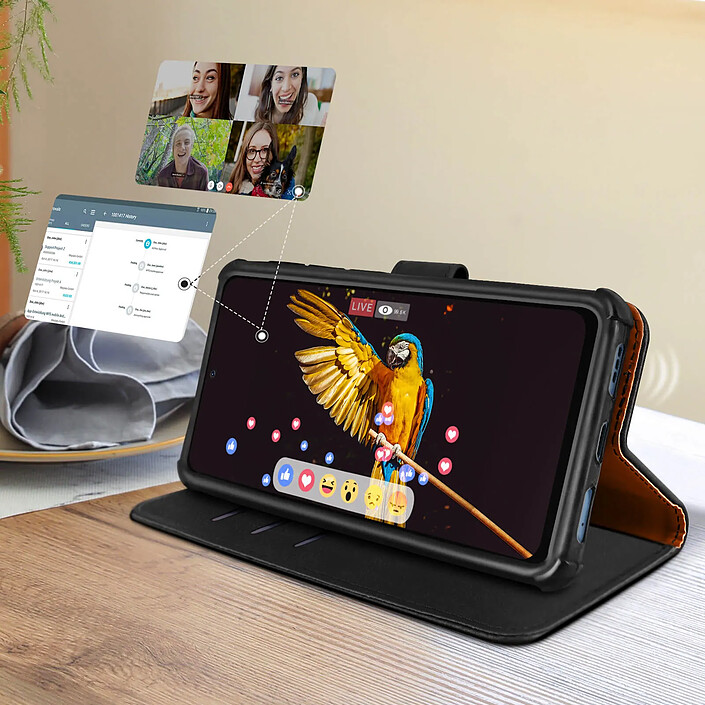 Avizar Étui Universel Smartphone 5,2 à 5,5 pouces avec Porte cartes Support Vidéo noir pas cher