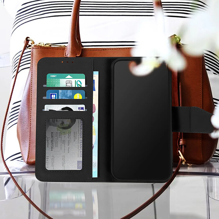 Avizar Housse pour iPhone 13 Pro Max Cuir premium Porte-carte Fonction support Vidéo Noir pas cher