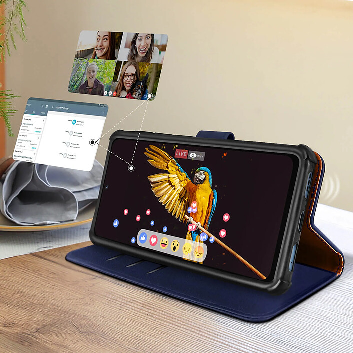 Avizar Étui Universel Smartphone 5,5 à 6 pouces avec Porte cartes Support Vidéo bleu pas cher