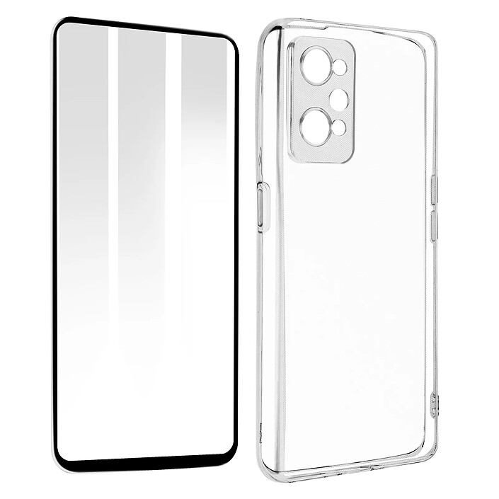 Avizar Coque Realme GT Neo 2 / GT Neo 3T et GT 2 Silicone Film Verre Trempé 9H noir