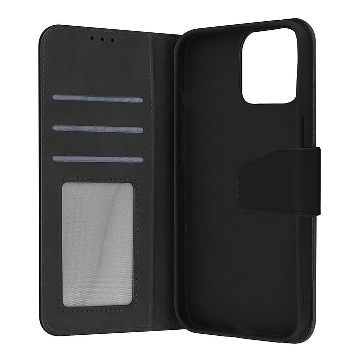 Avizar Housse pour iPhone 13 Pro Max Cuir premium Porte-carte Fonction support Vidéo Noir