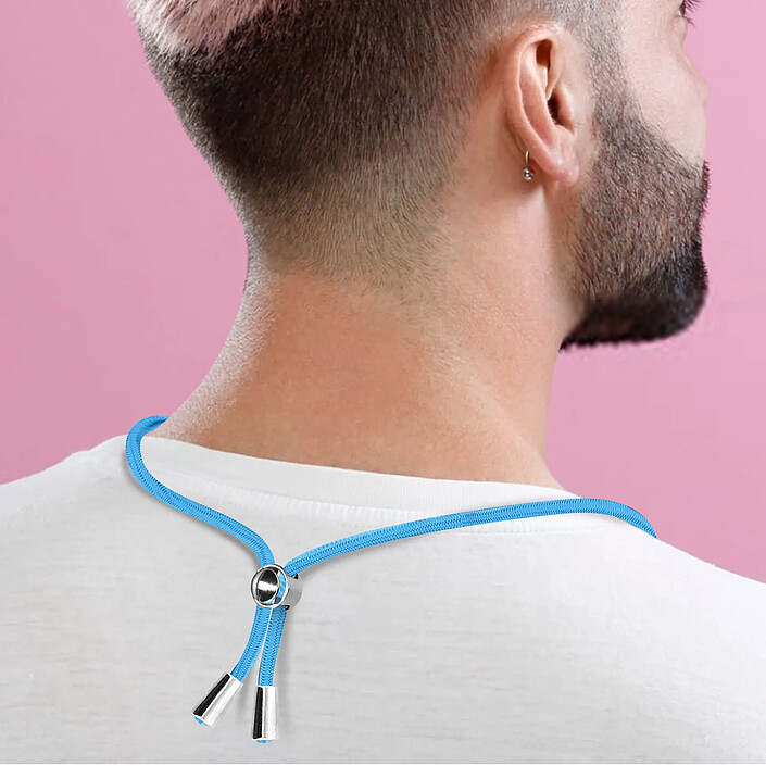 Avis Avizar Cordon Téléphone Tour du cou Réglable 90cm avec Attache en Silicone Bleu