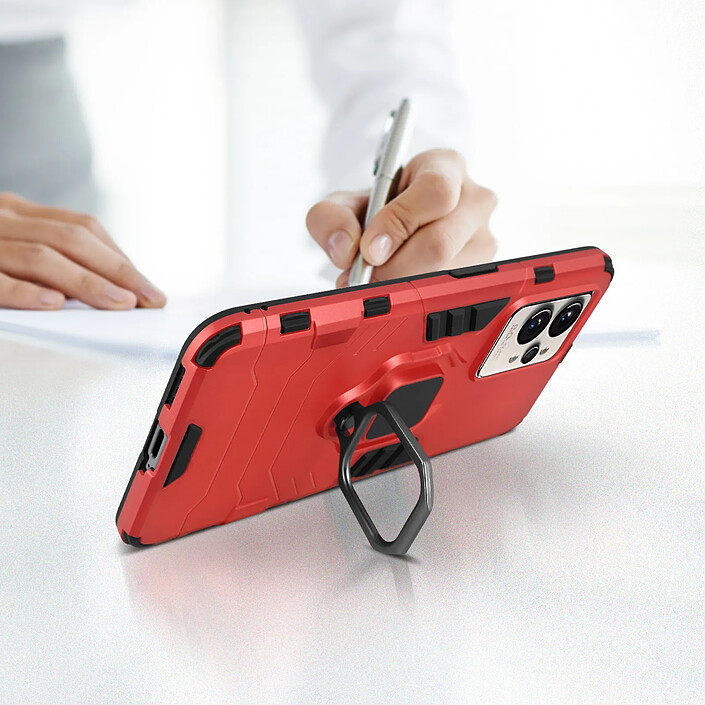 Avis Avizar Coque Realme GT 2 Pro Hybride Antichoc avec Bague Métallique Support Rouge