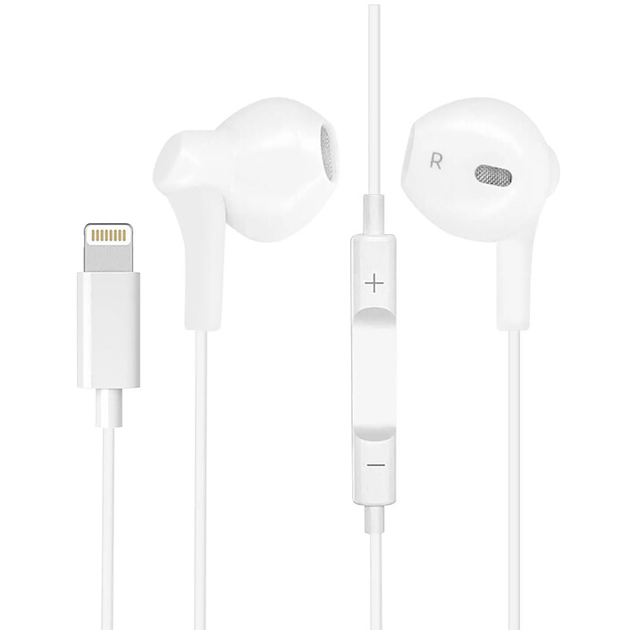 Écouteurs Filaires iPhone Lightning Télécommande Micro Connexion Bluetooth Blanc