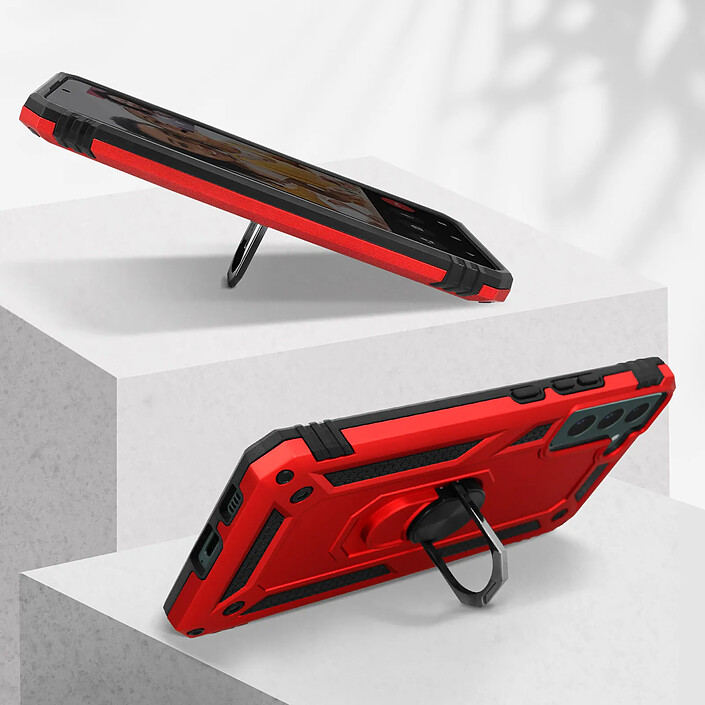 Acheter Avizar Coque Samsung Galaxy S22 Plus Antichoc Hybride Bague Support Vidéo Rouge