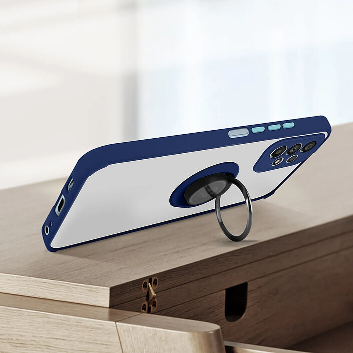 Avizar Coque Samsung Galaxy A13 Bi-matière Bague Métallique Support Vidéo Bleu pas cher